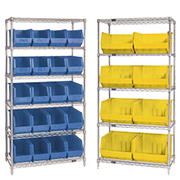 Wire Shelves with Bins